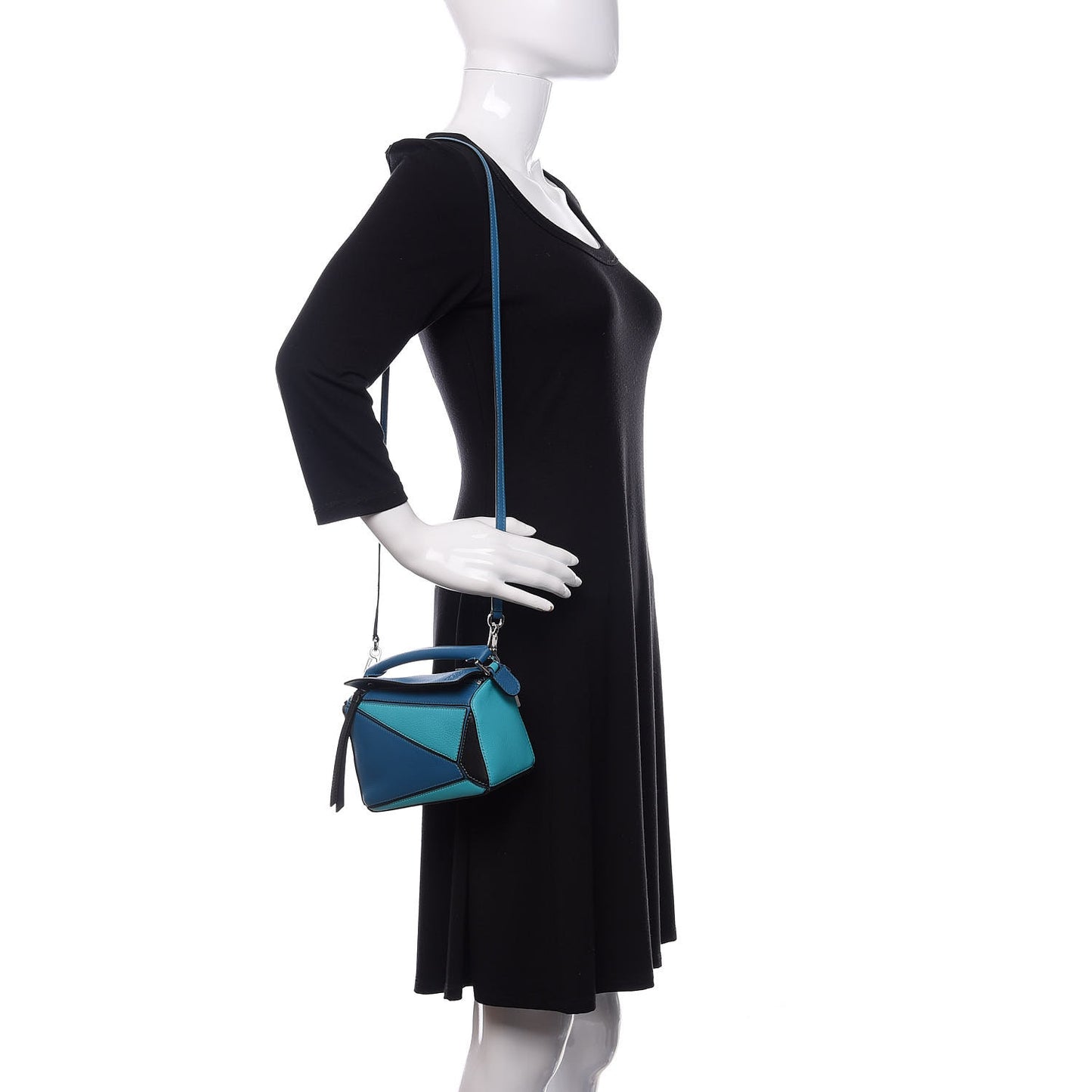 Calfskin Mini Puzzle Bag Dark Lagoon Black