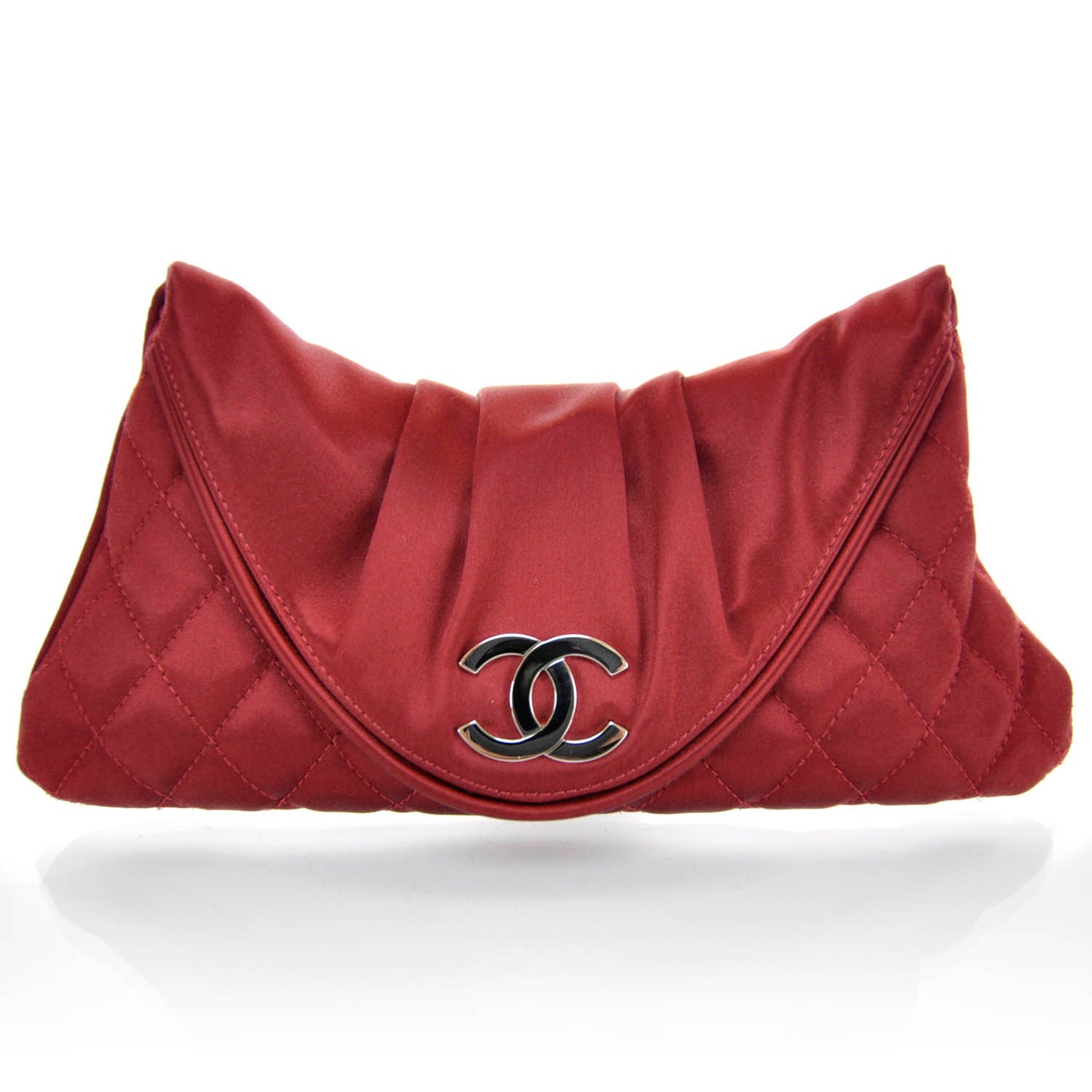 Satin Flap Clutch Red