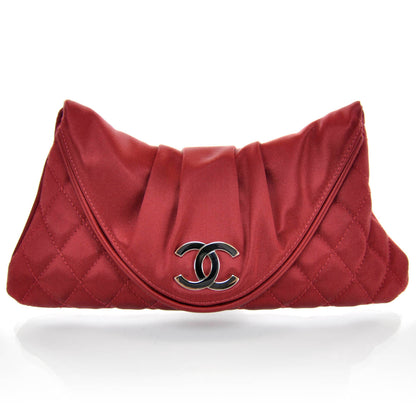 Chanel Satin Flap Clutch Red 1 of 11