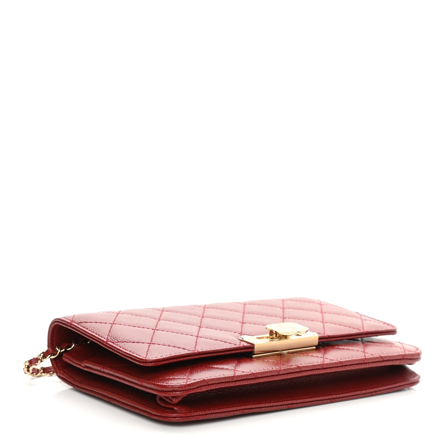 Chanel Caviar Quilted Golden Class Wallet On Chain WOC Red 4 of 12