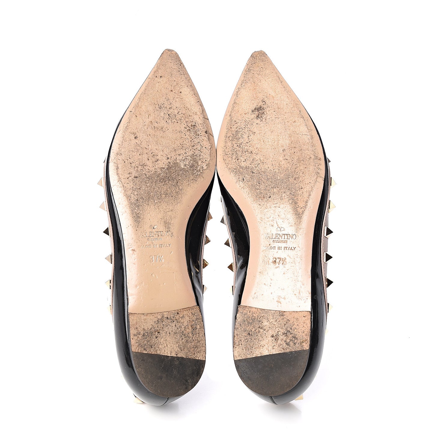 Patent Nappa Rockstud Ballerina Flats 37.5 Black Poudre