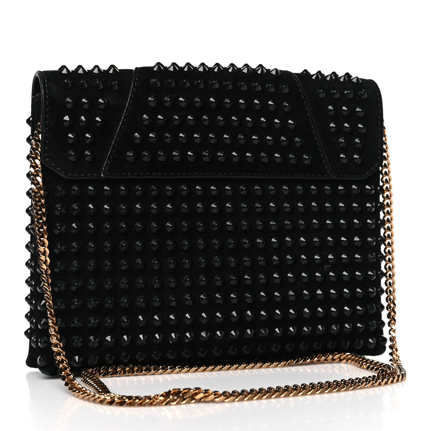 Versace Suede Studded Virtus Chain Clutch Black 3 of 8