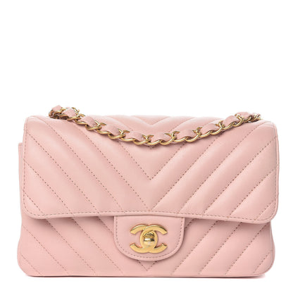 Chanel Calfskin Chevron Quilted Mini Rectangular Flap Light Pink 1 of 11