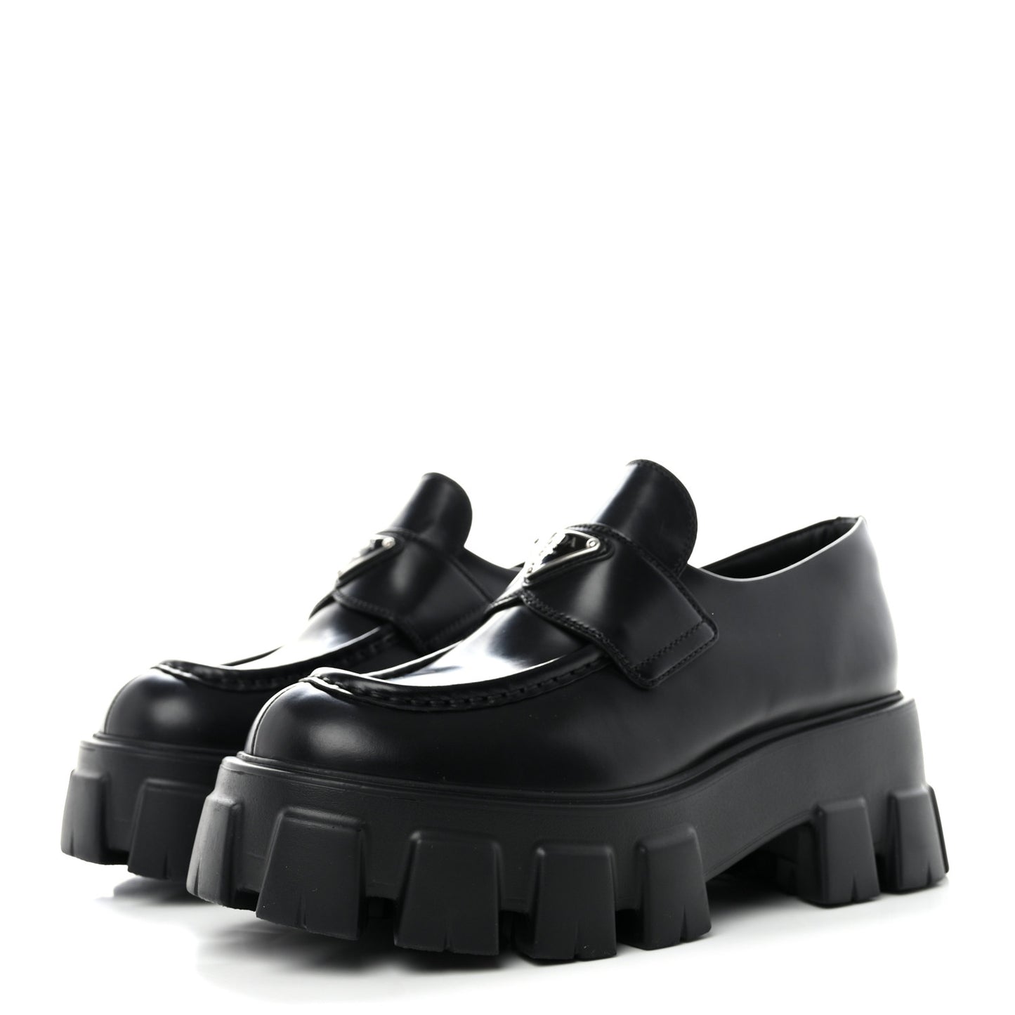 Spazzolato Rois Metal Triangle Logo Monolith 55mm Loafers 38 Black