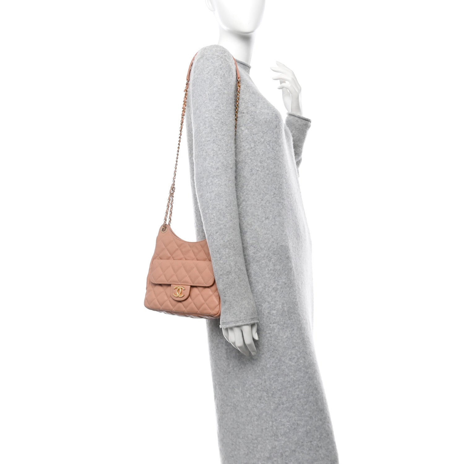 Chanel Caviar Quilted Wavy CC Hobo Beige 2 of 10