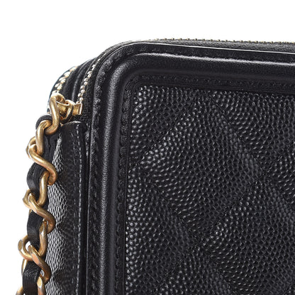 Chanel Caviar Quilted CC Filigree Clutch With Chain Black 10 of 13