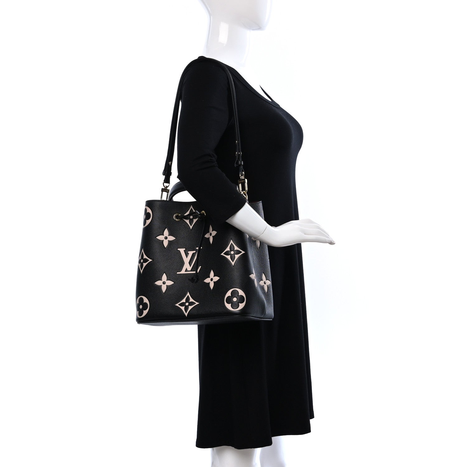 Louis Vuitton Empreinte Monogram Giant Neonoe MM Black Beige 2 of 8