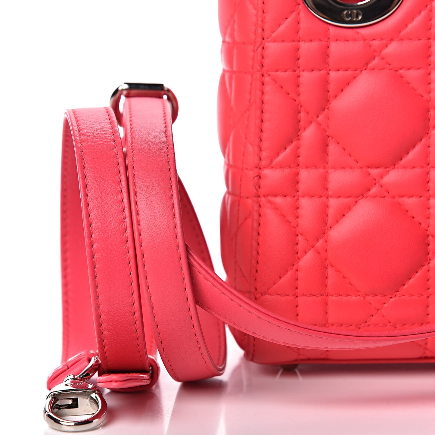 Lambskin Cannage Mini Lady Dior Fuchsia