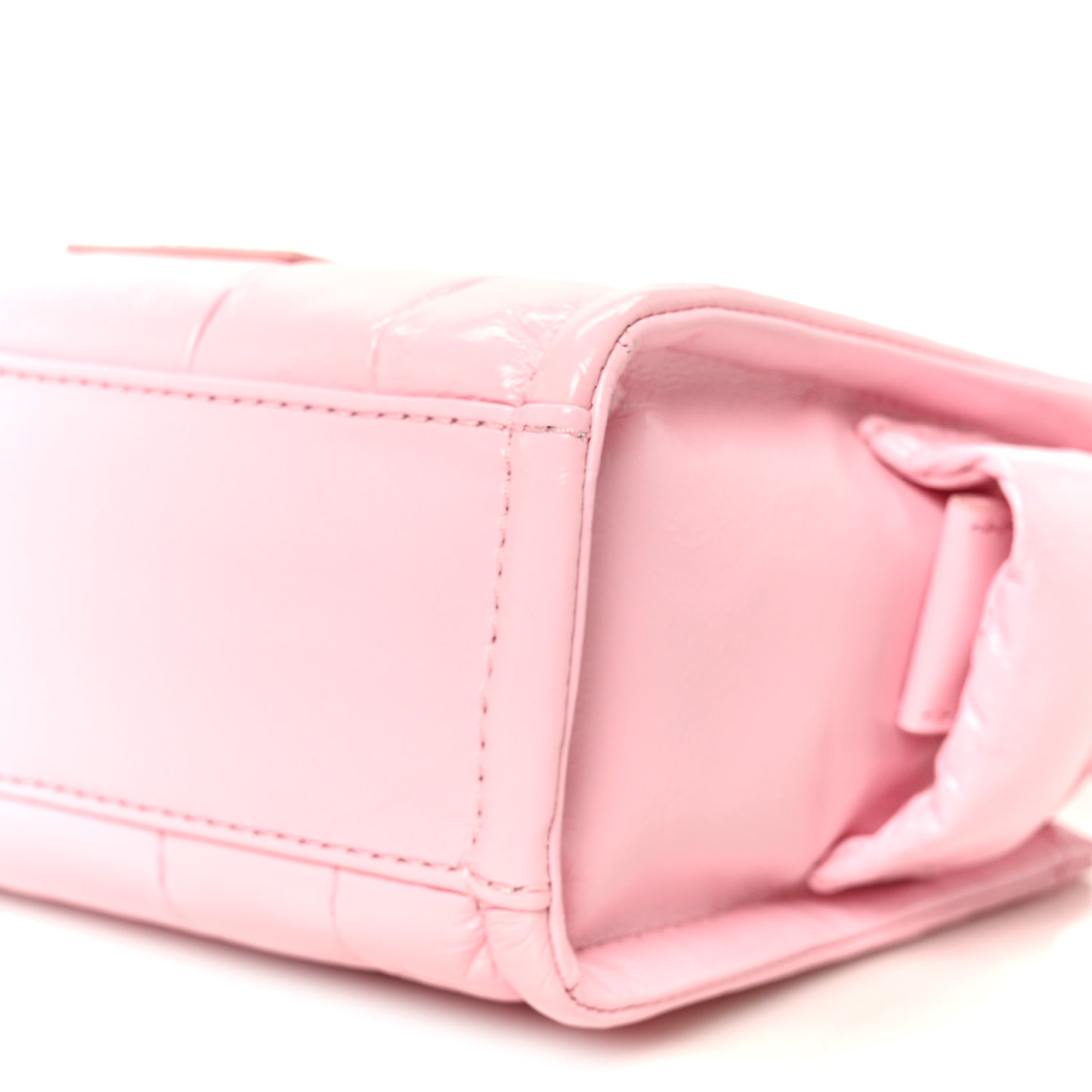 Shiny Crinkled Calfskin Mini The Tote Bag Pink