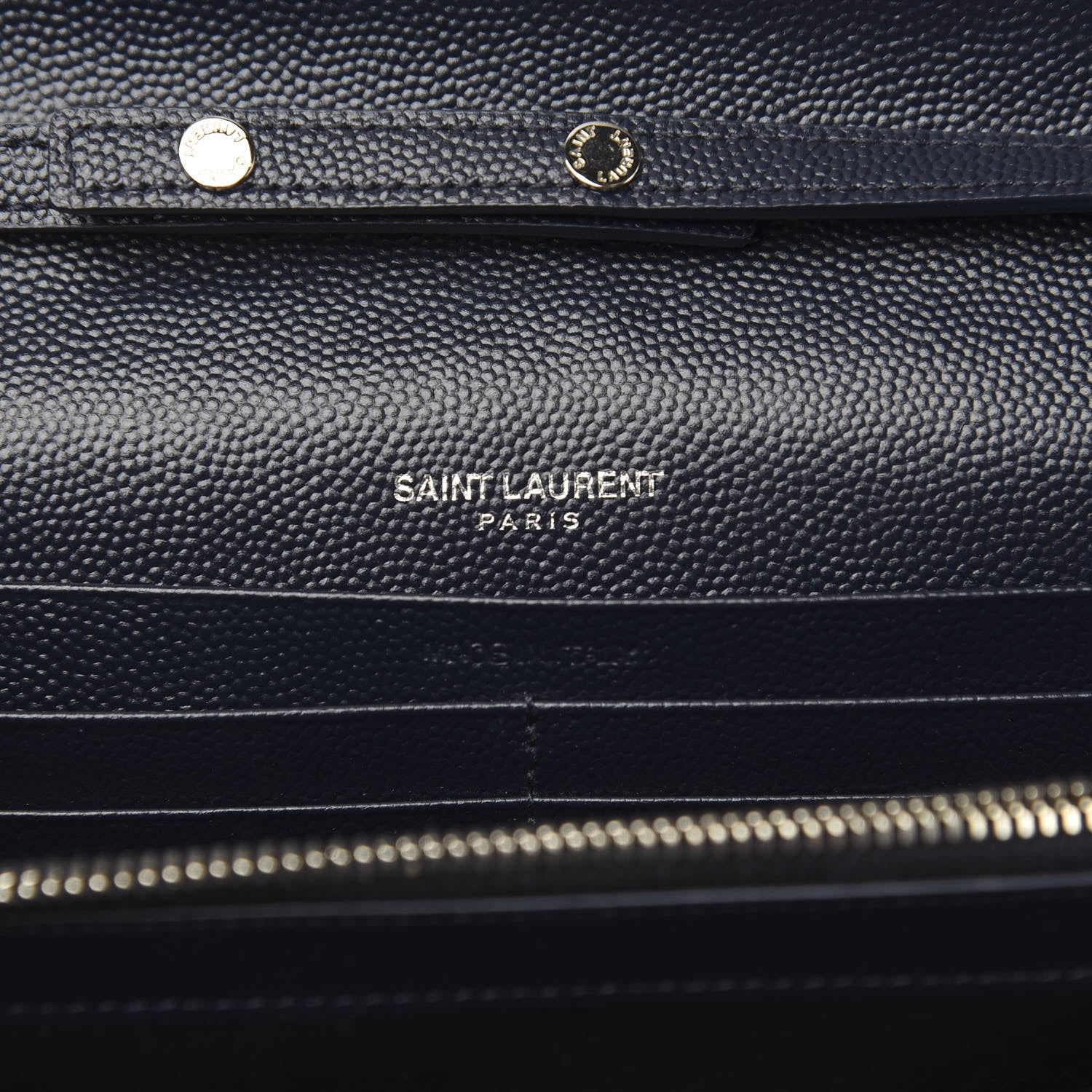 Saint Laurent Grain De Poudre Matelasse Chevron Monogram Chain Wallet Deep Marine 6 of 8