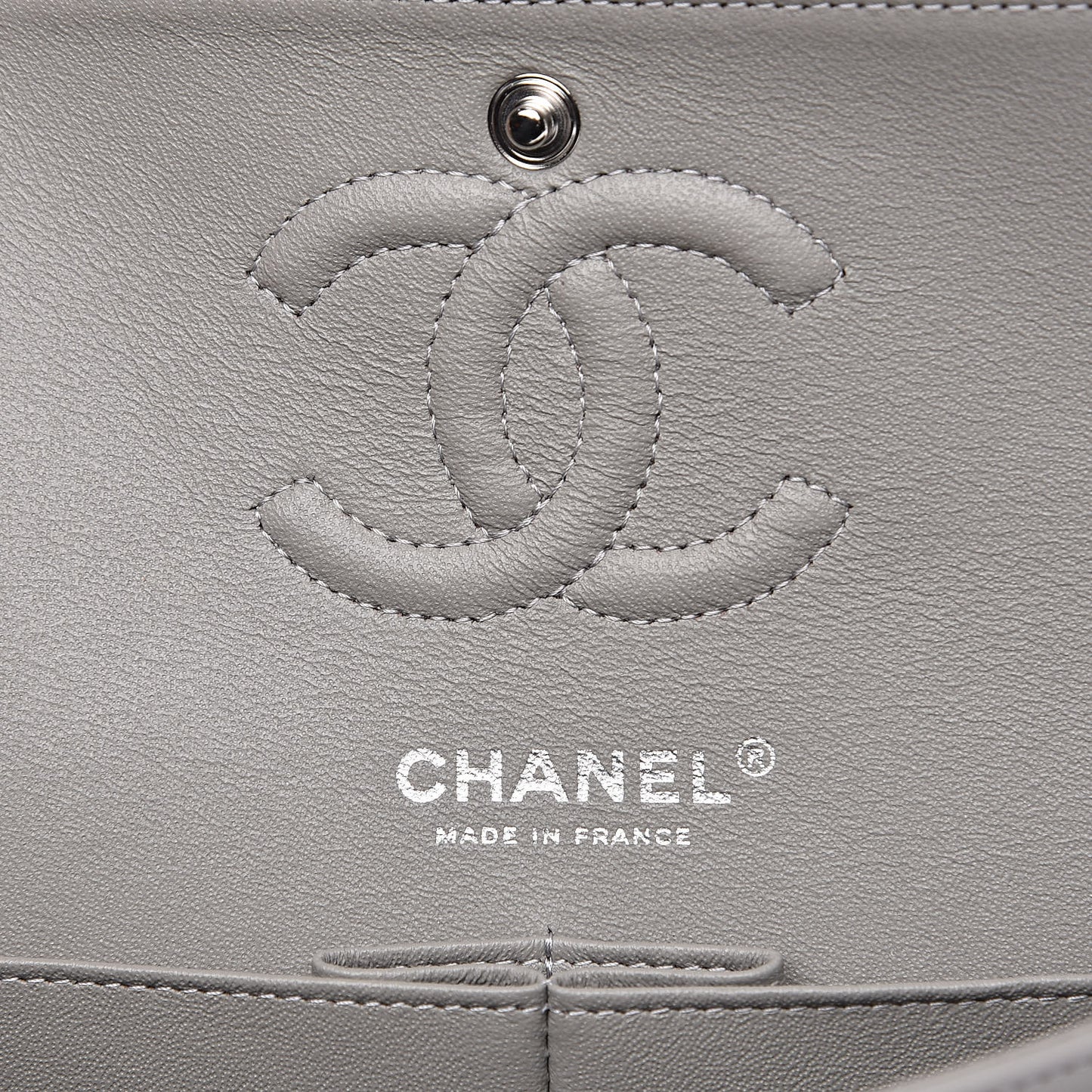 Lambskin Quilted Small Double Flap Grey