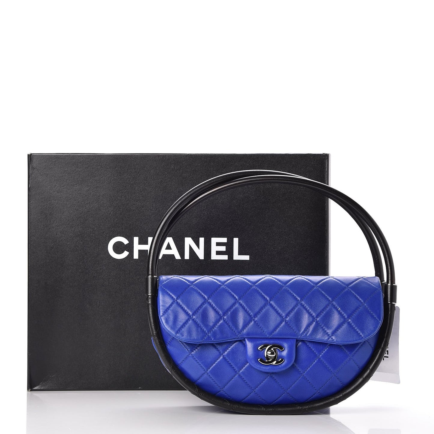 Quilted Lambskin Small Hula Hoop Flap Dark Blue