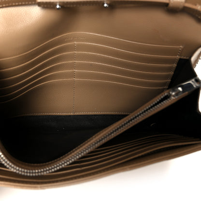 Saint Laurent Grain De Poudre Matelasse Chevron Monogram Chain Wallet Taupe 6 of 11