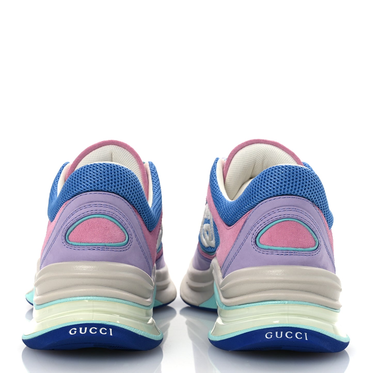 Technical Knit Fabric Suede Womens Gucci Run Sneakers 37 Lilac