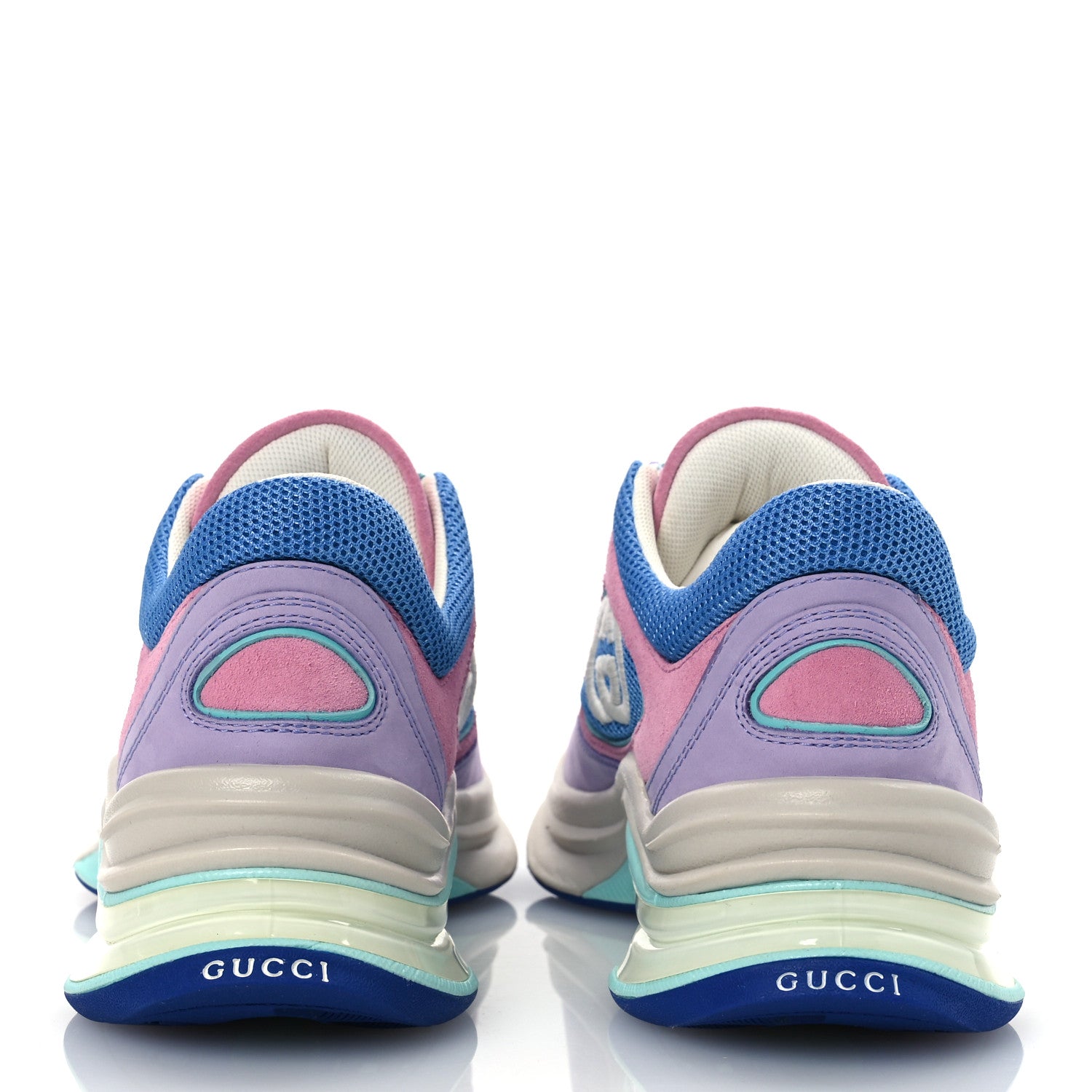 Gucci Technical Knit Fabric Suede Womens Gucci Run Sneakers 37 Lilac 5 of 10