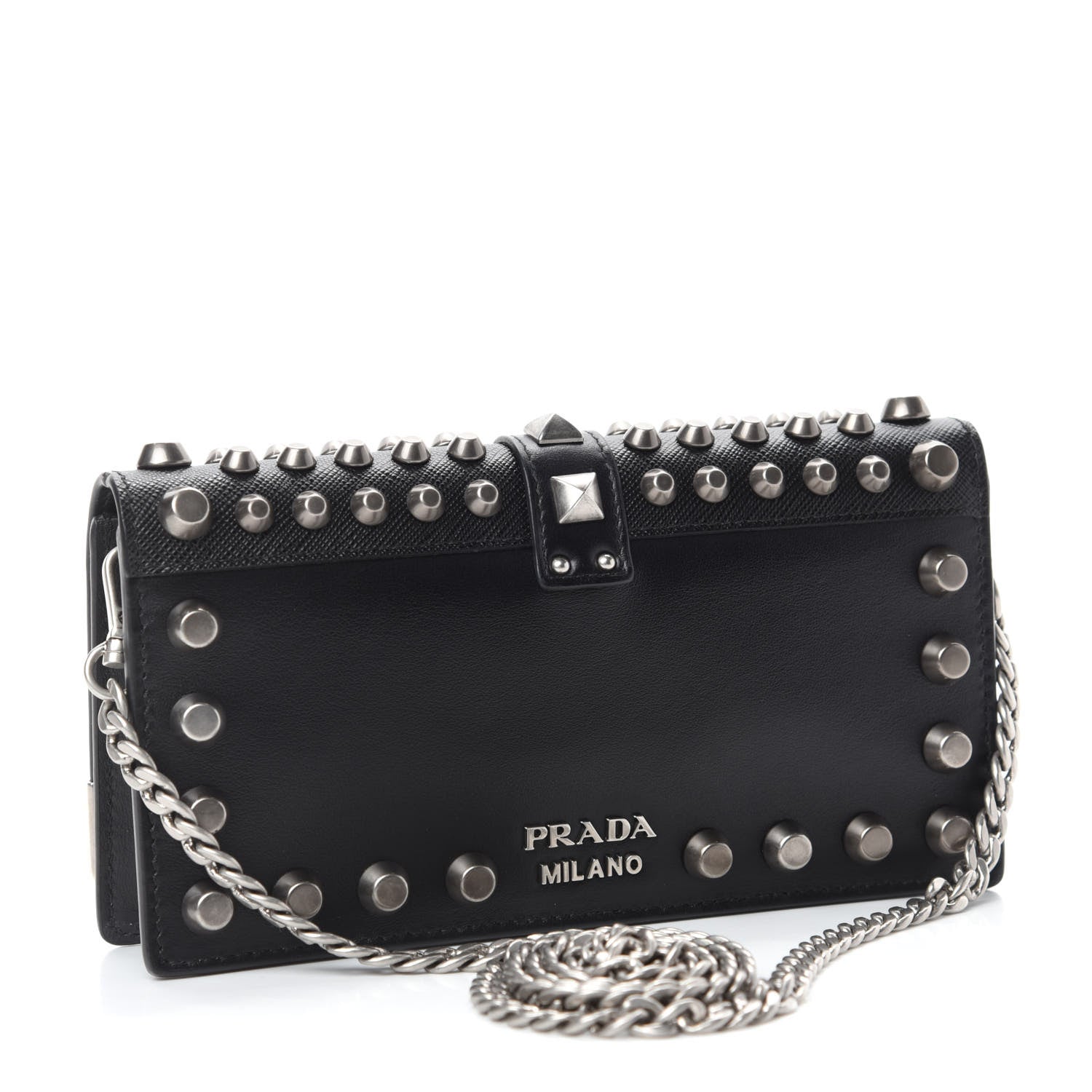 Prada City Calfskin Cahier Studded Mini Bag Black 3 of 11
