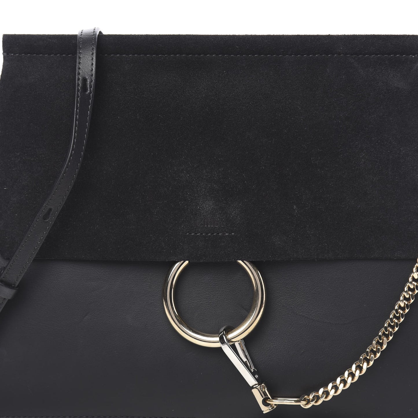 Suede Calfskin Medium Faye Shoulder Bag Black