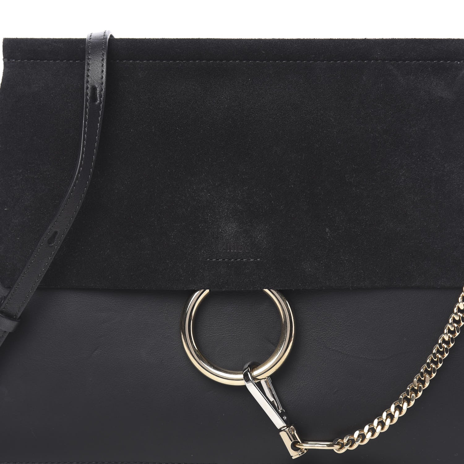 Chloe Suede Calfskin Medium Faye Shoulder Bag Black 14 of 15