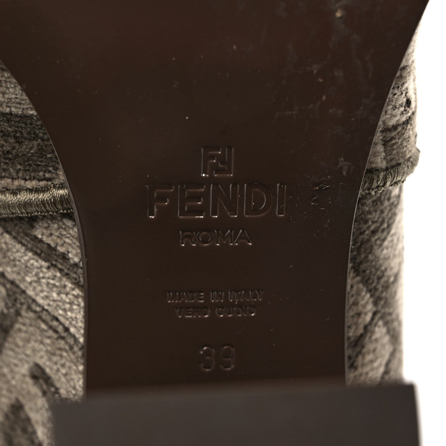 Chenille Jacquard FF 110mm Cut Baguette Knee Boots 39 Tortora Nuvola