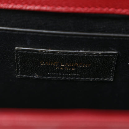 Saint Laurent Grain De Poudre Textured Mixed Matelasse Triquilt Medium Monogram Satchel Oxblood 6 of 9