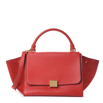 Celine Drummed Calfskin Suede Small Trapeze Coquelicot 1 of 8