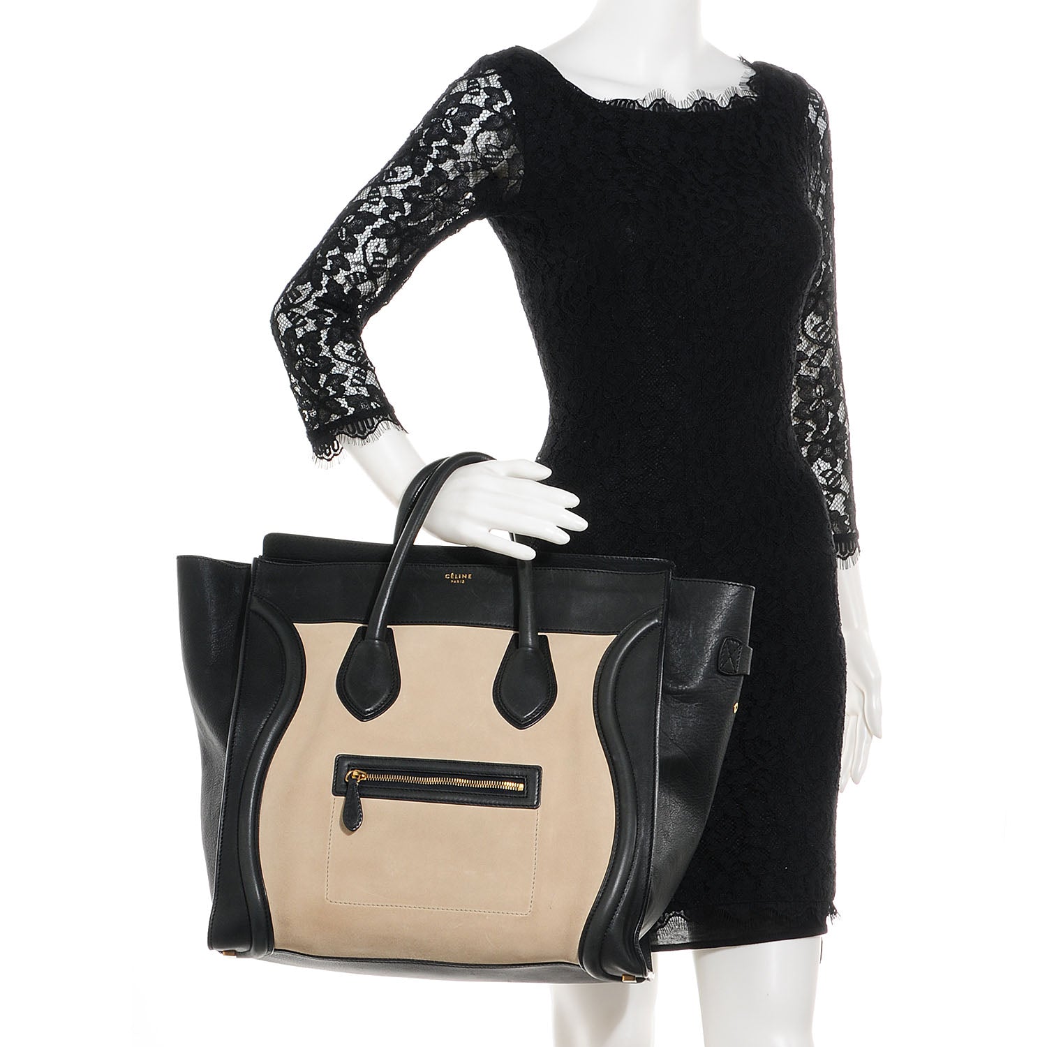 Celine Nubuck Smooth Calfskin Medium Luggage Navy 2 of 8