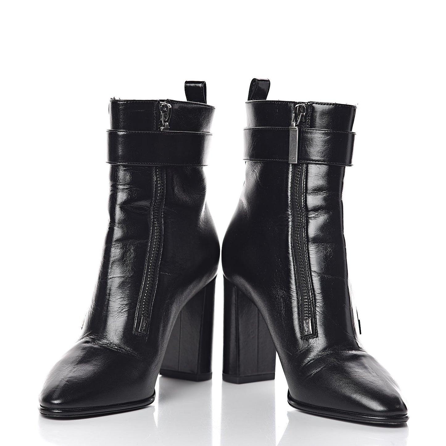 Moroder Calfskin Loulou 95 Ankle Zip Booties 35.5 Black