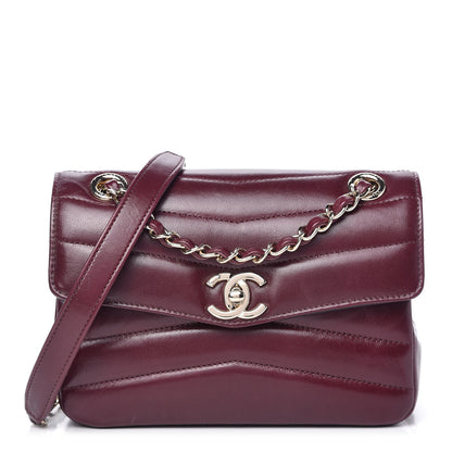 Chanel Shiny Lambskin Quilted Small Chevron Miroir Burgundy 1 of 10
