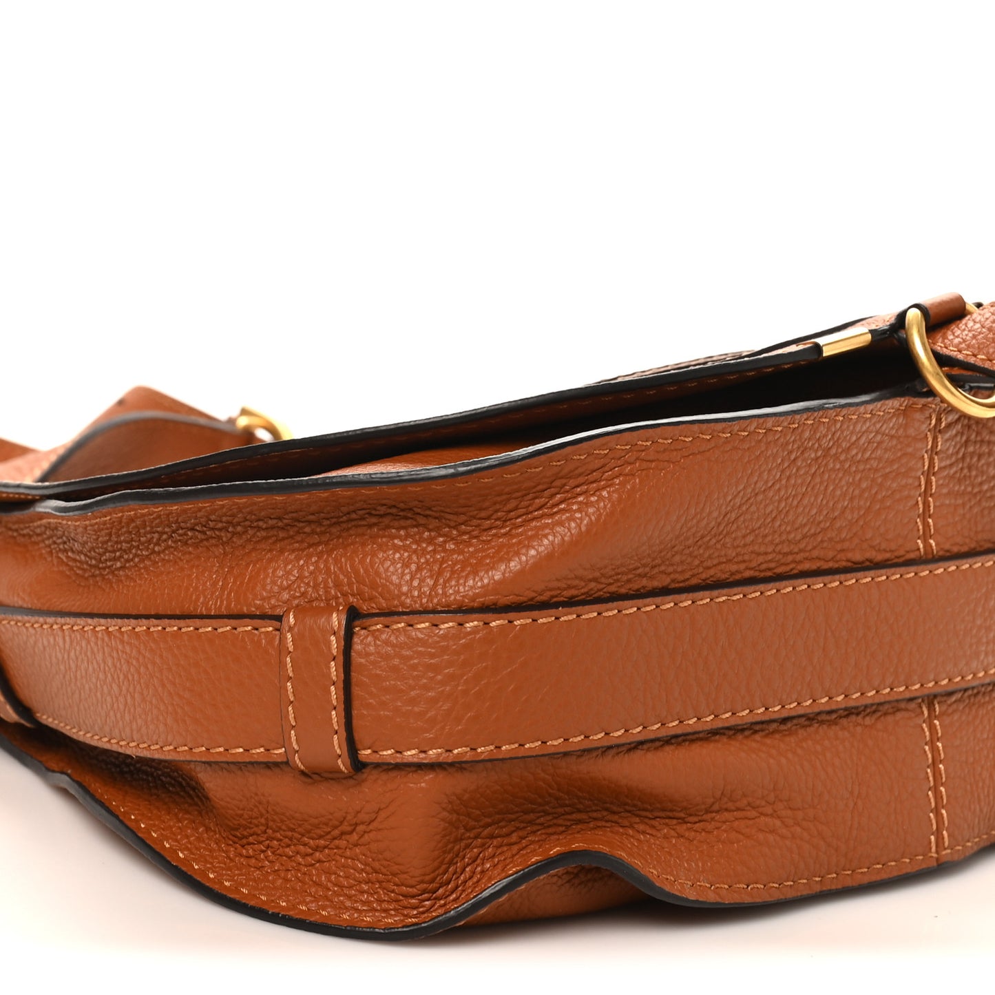 Grained Calfskin Medium Marcie Saddle Bag Tan