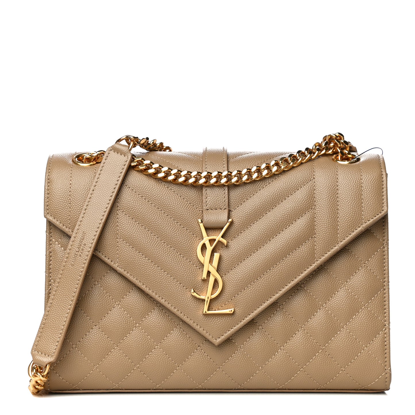 Grain De Poudre Textured Mixed Matelasse Medium Triquilt Monogram Satchel Dark Latte