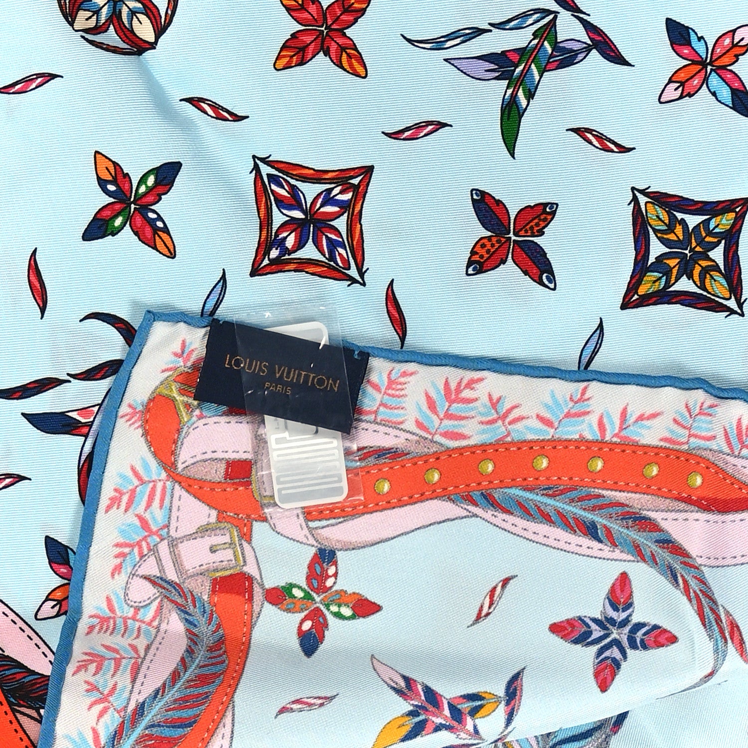 Louis Vuitton Silk Love Birds Square Scarf 70 Blue 3 of 3