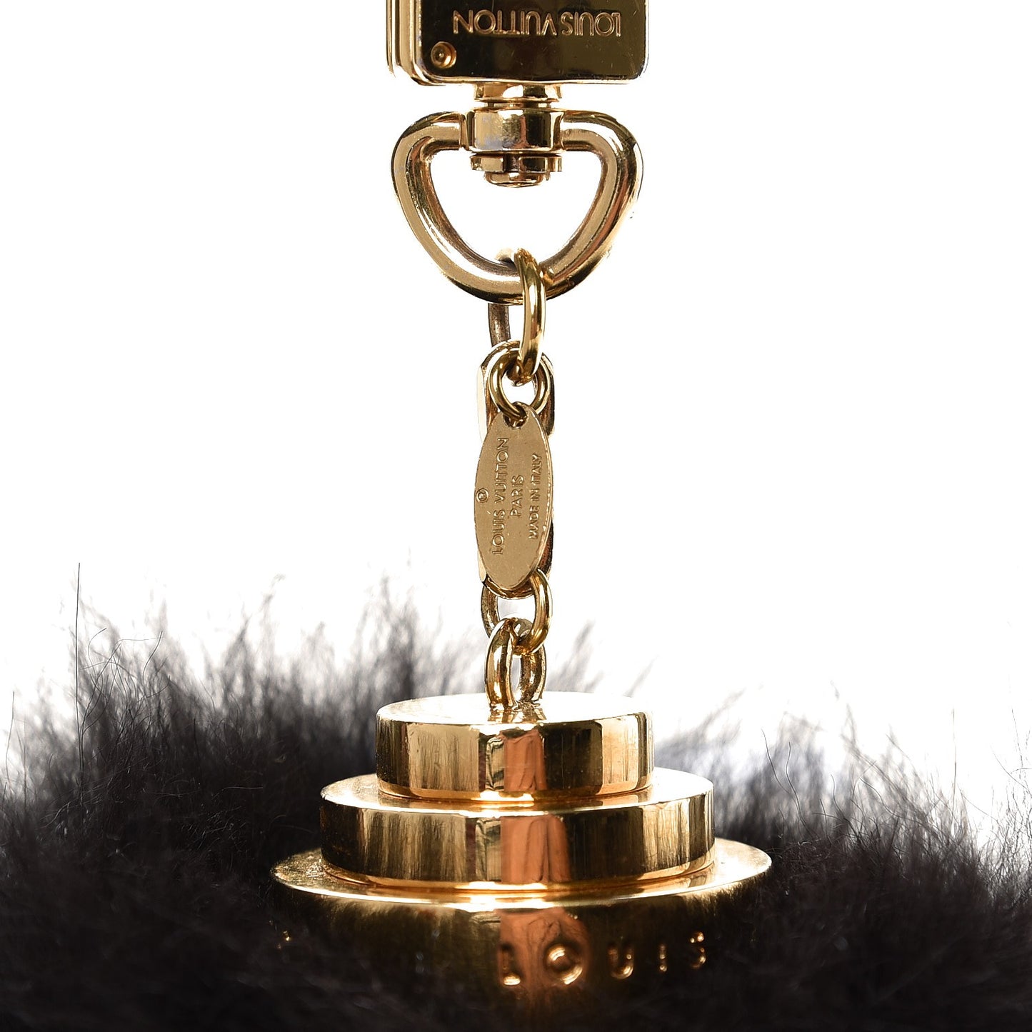 Fox Fur Fuzzy Bubble Bag Charm Black