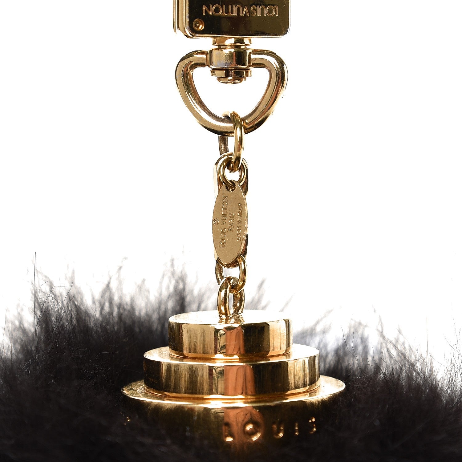 Louis Vuitton Fox Fur Fuzzy Bubble Bag Charm Black 3 of 4
