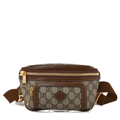 Gucci GG Supreme Monogram Textured Calfskin Retro Interlocking G Belt Bag Beige Ebony Brown Sugar 1 of 8