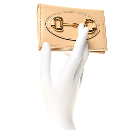 Gucci Boarded Plutone Calfskin Horsebit 1955 Card Case Wallet Bubble Tea 2 of 10