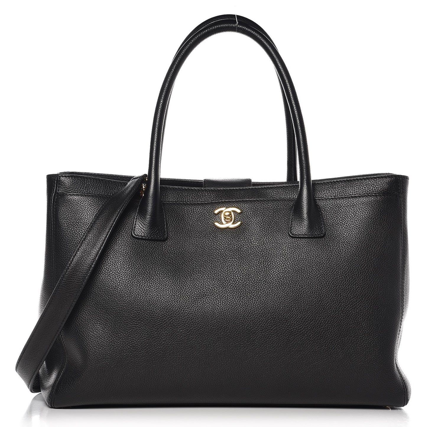 Calfskin Cerf Executive Shopper Tote Black