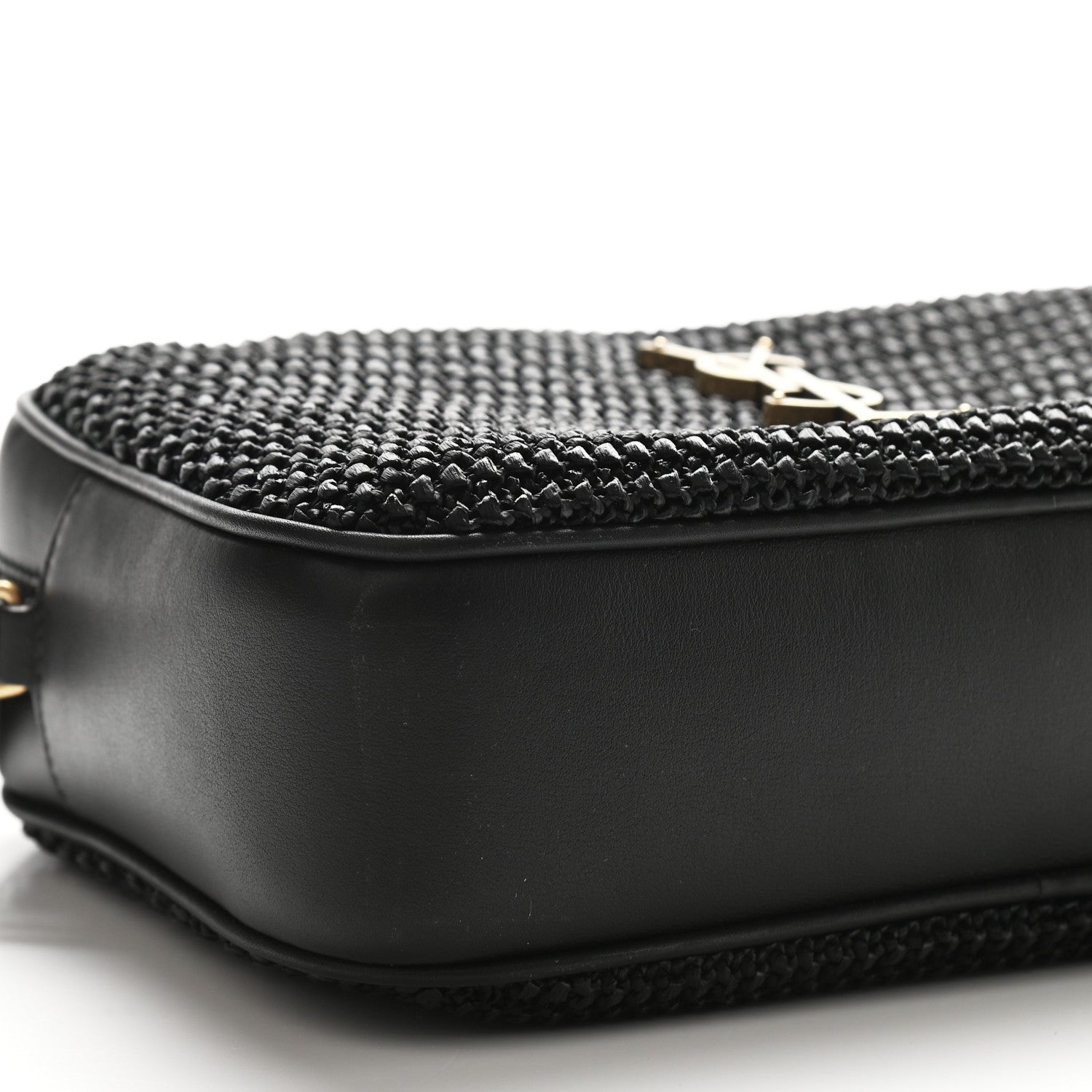 Saint Laurent Raffia Canvas Monogram Lou Camera Bag Black 9 of 10