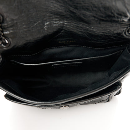 Saint Laurent Crinkled Calfskin Matelasse Monogram Baby Niki Chain Satchel Black 5 of 11