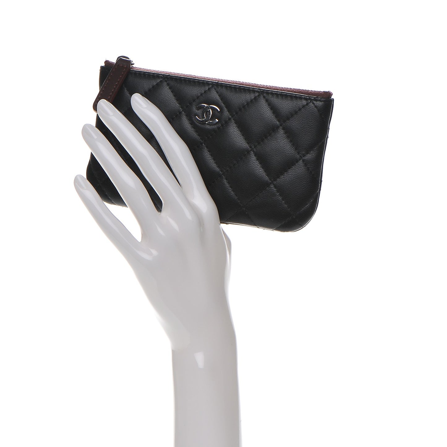 Lambskin Quilted Small Cosmetic Case Black