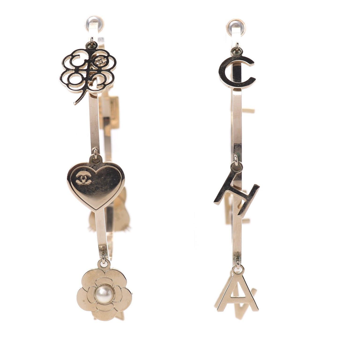 Logo Charms Hoop Earrings Light Gold