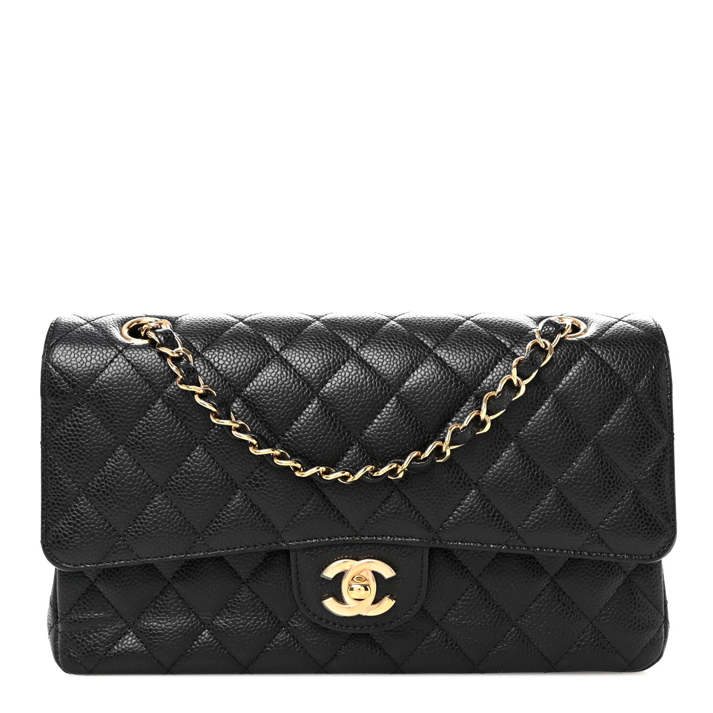 Caviar Quilted Medium Double Flap Black