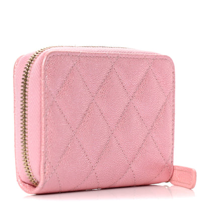 Chanel Iridescent Caviar Quilted Zip Coin Purse Pink 3 of 10