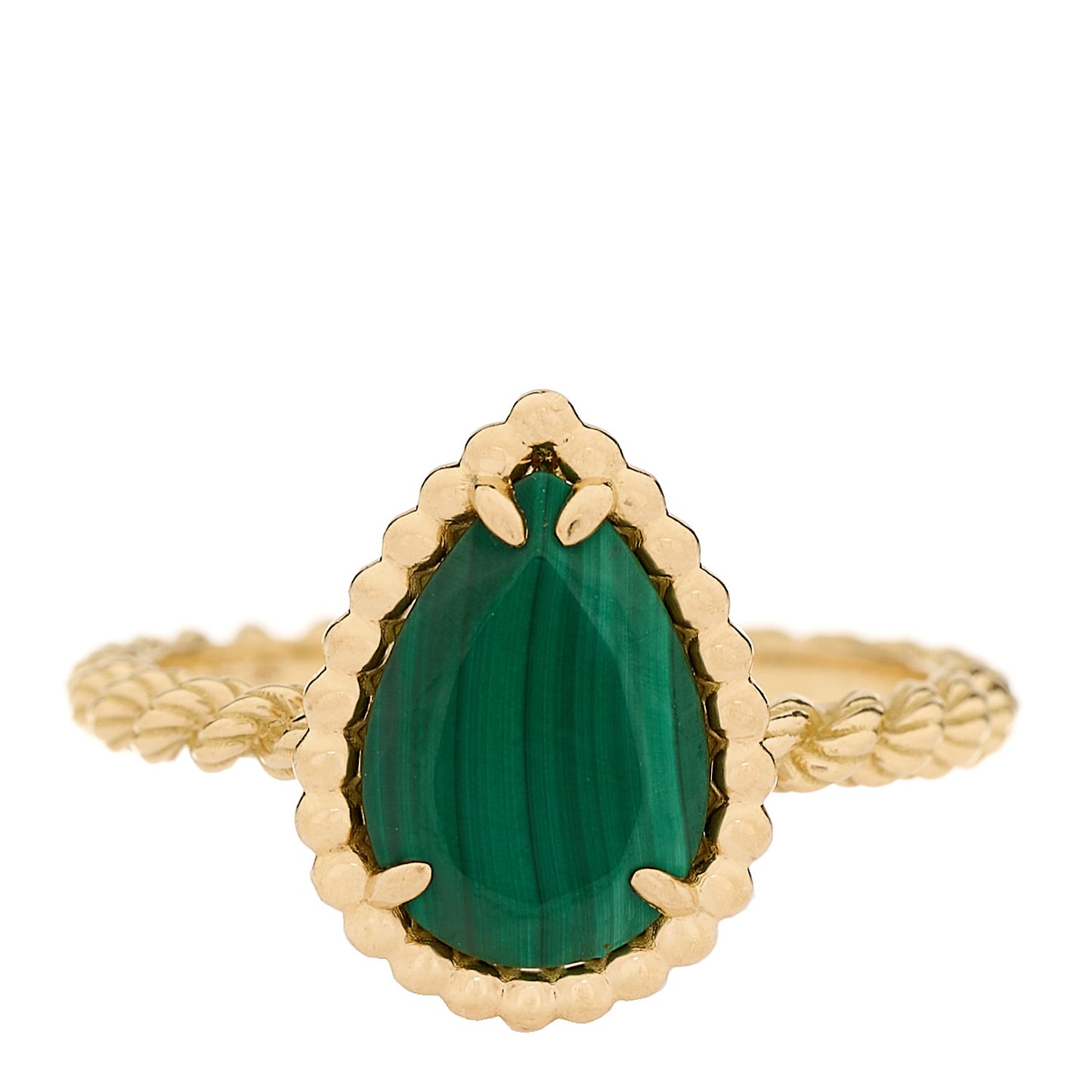 18K Yellow Gold Malachite Small Serpent Boheme Ring 50 5.25