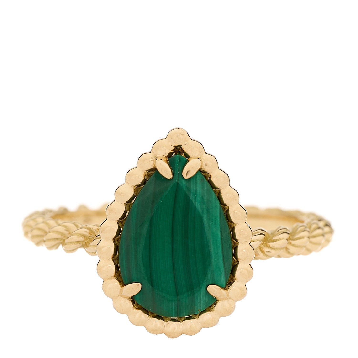 Boucheron 18K Yellow Gold Malachite Small Serpent Boheme Ring 50 5.25 1 of 5