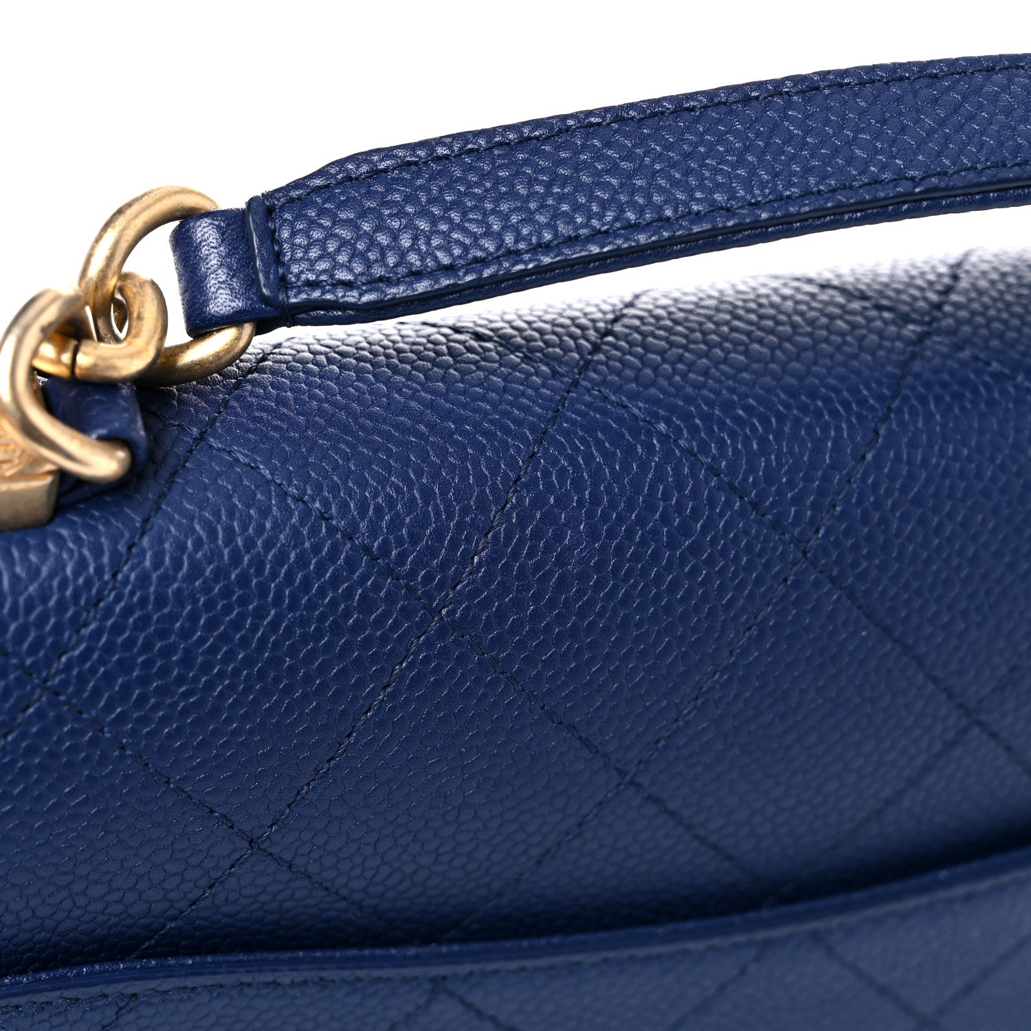 Chanel Caviar Diamond Stitched Top Handle Flap Navy 11 of 11