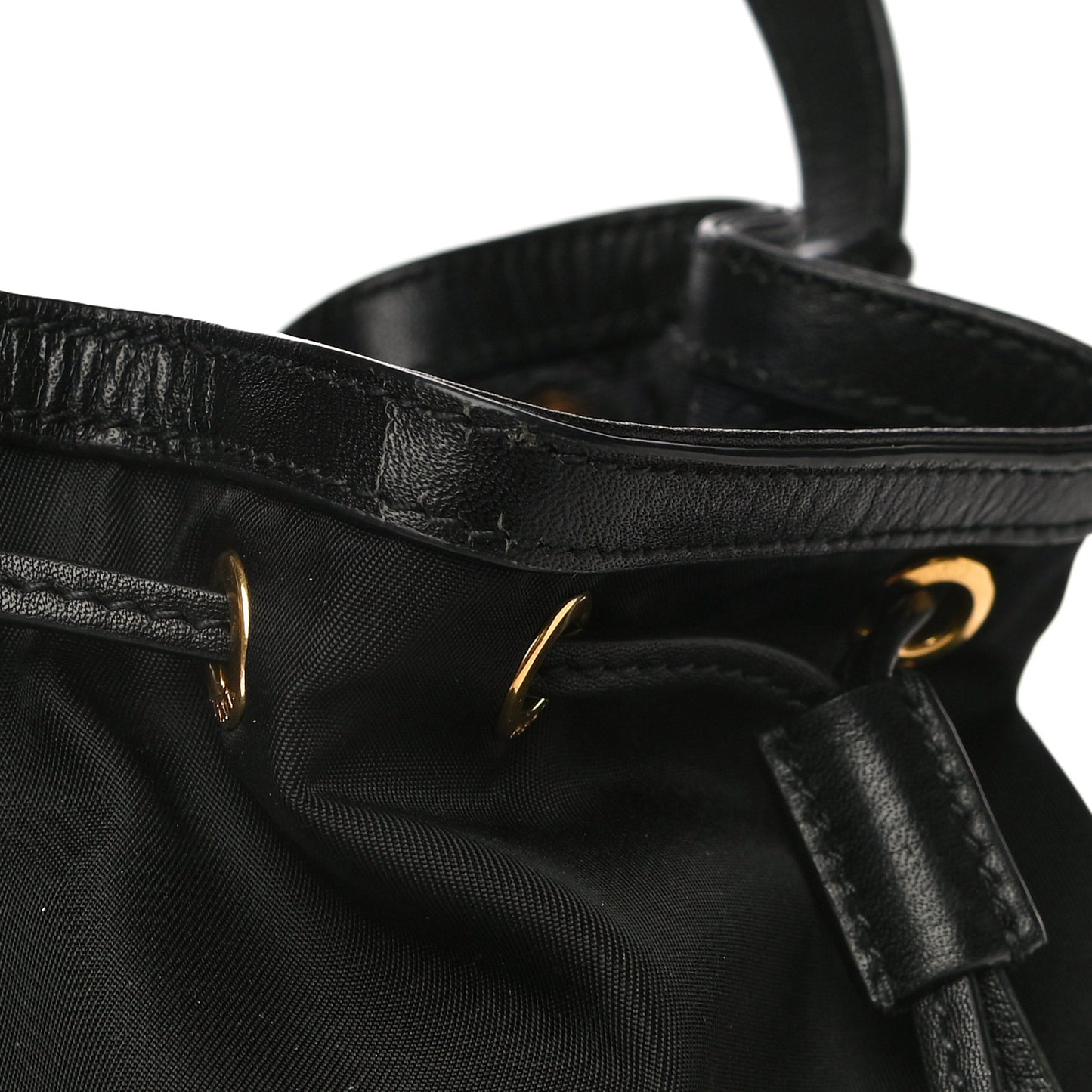 Saffiano Tessuto Nylon Mini Bucket Crossbody Bag Black