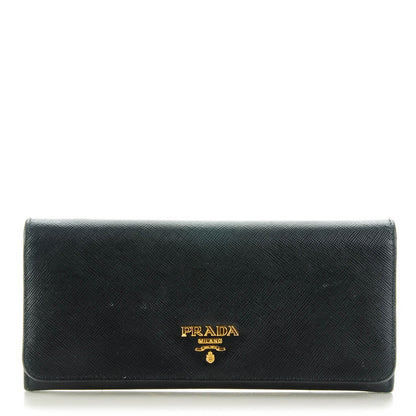Prada Saffiano Metal Continental Flap Wallet Nero Black 1 of 8