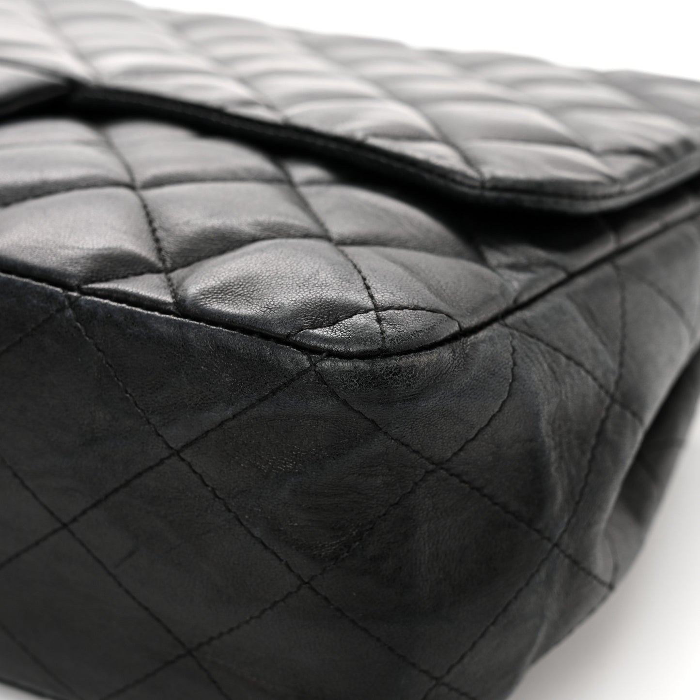 Lambskin Quilted Jumbo Single Flap Black