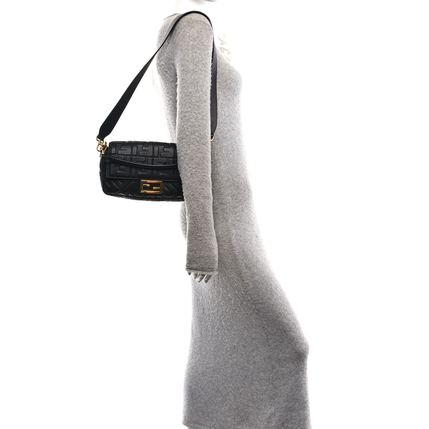 Fendi Nappa FF 1974 Embossed Baguette Black 2 of 11