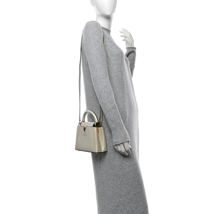 Louis Vuitton Metallic Lizard Capucines Mini White Gold 2 of 10